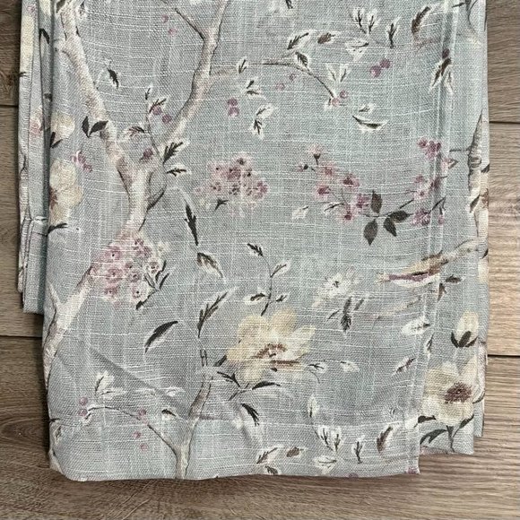 38 x 96 Lillian August Curtains Rod Pocket Birdsong Floral Seafoam Green Blue - Picture 3 of 9